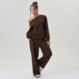 Wide-Leg Pants Set with One-Shoulder Top
