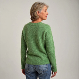Textured Knit Sweater with Round Neck and Ribbed Trim