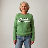 Textured Knit Sweater with Round Neck and Ribbed Trim