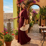 Cape Sleeve Top with Maxi Skirt Two-Piece Set