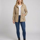 Zip Front Jacket with Flap Pockets and Stand Collar