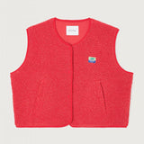 Women's Fleece Vest with Button Front Sleeveless Design and Textured Teddy Finish for Fall