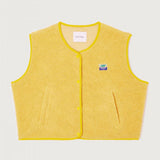 Women's Fleece Vest with Button Front Sleeveless Design and Textured Teddy Finish for Fall