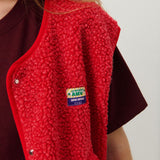 Women's Fleece Vest with Button Front Sleeveless Design and Textured Teddy Finish for Fall