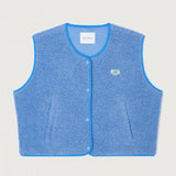 Women's Fleece Vest with Button Front Sleeveless Design and Textured Teddy Finish for Fall