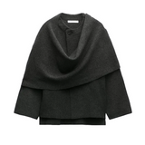 Oversized Cape Coat with Scarf Collar