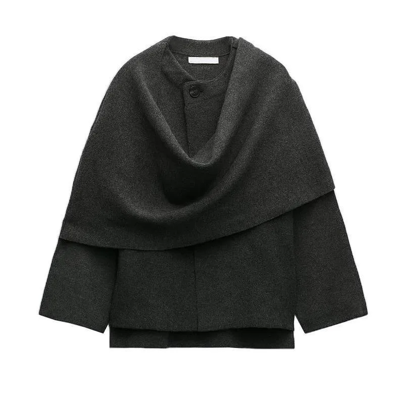 Oversized Cape Coat with Scarf Collar