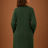 Longline Cable Knit Cardigan with Open Front