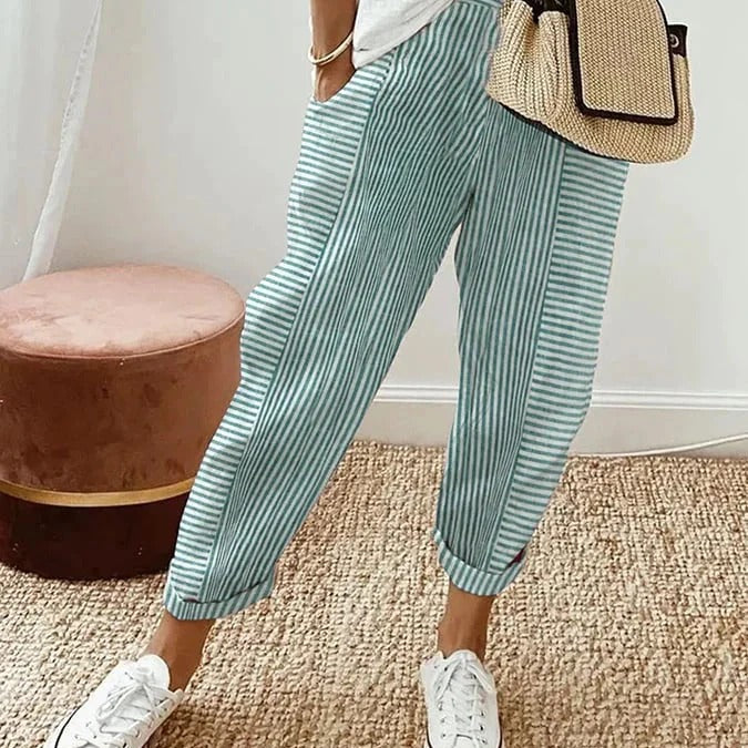 Maelle | Striped Linen Jogger Pants Women Summer Relaxed Casual