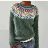 Multicolor Knit Sweater with Crew Neck
