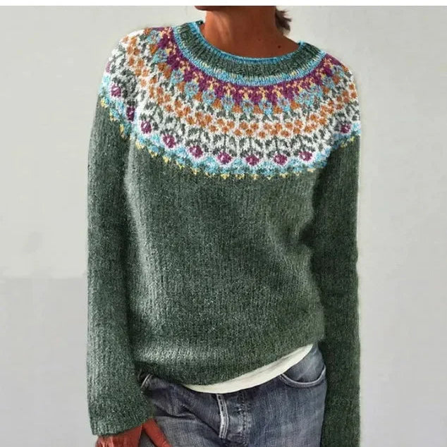 Multicolor Knit Sweater with Crew Neck