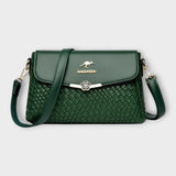 Woven Flap Crossbody Bag with Shoulder Strap