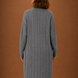 Longline Cable Knit Cardigan with Open Front