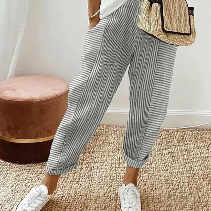 Maelle | Striped Linen Jogger Pants Women Summer Relaxed Casual