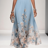 Floral Print Maxi Dress with Draped V-Neck