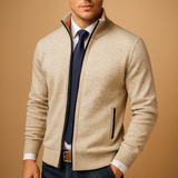 Men's Full-Zip Knit Sweater with Stand Collar