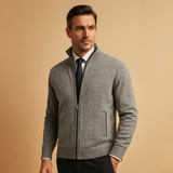 Men's Full-Zip Knit Sweater with Stand Collar