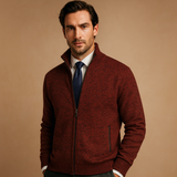 Men's Full-Zip Knit Sweater with Stand Collar