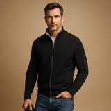 Men's Full-Zip Knit Sweater with Stand Collar