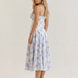 Corset Midi Dress with Sweetheart Neckline and Side Slit