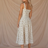 Corset Midi Dress with Sweetheart Neckline and Side Slit