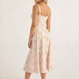 Corset Midi Dress with Sweetheart Neckline and Side Slit