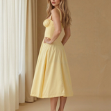 Corset Midi Dress with Sweetheart Neckline and Side Slit