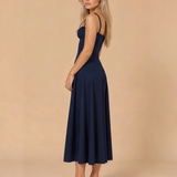 Corset Midi Dress with Sweetheart Neckline and Side Slit