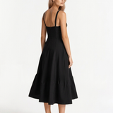 Corset Midi Dress with Sweetheart Neckline and Side Slit