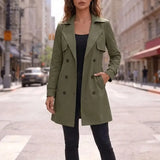 Belted Double-Breasted Trench Coat with Notched Lapel