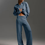 Oversized Polo Sweater and Wide-Leg Pants Set