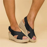 Women's Espadrille Wedge Sandals - Crisscross Platform Heels