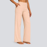 Wide-Leg High-Waisted Stretch Pants with Side Pockets