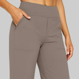 Wide-Leg High-Waisted Stretch Pants with Side Pockets