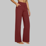 Wide-Leg High-Waisted Stretch Pants with Side Pockets