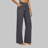 Wide-Leg High-Waisted Stretch Pants with Side Pockets