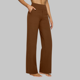Wide-Leg High-Waisted Stretch Pants with Side Pockets