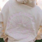 Women's Graphic Hoodie with Tropical Surf Print and Long Sleeves