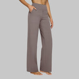 Wide-Leg High-Waisted Stretch Pants with Side Pockets