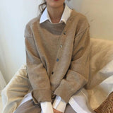 Sweater with Asymmetrical Button Closure Women