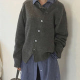 Sweater with Asymmetrical Button Closure Women