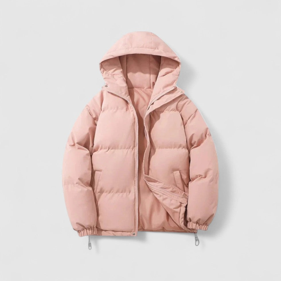 Women's Hooded Quilted Puffer Jacket with Zip Front