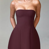 Strapless Mini Dress with Flared Skirt