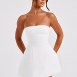 Strapless Mini Dress with Flared Skirt