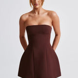 Strapless Mini Dress with Flared Skirt