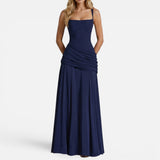 Ruched Bodycon Maxi Dress with Wide Straps