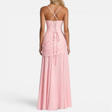 Ruched Bodycon Maxi Dress with Wide Straps