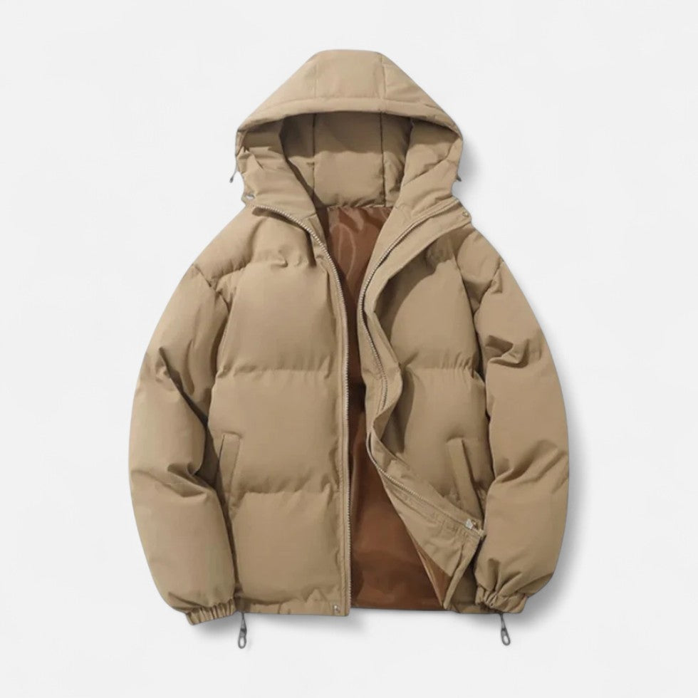 Women's Hooded Quilted Puffer Jacket with Zip Front