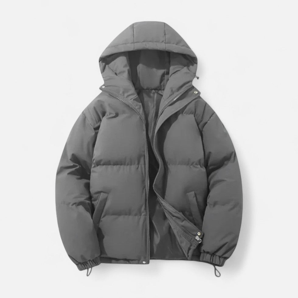 Women's Hooded Quilted Puffer Jacket with Zip Front