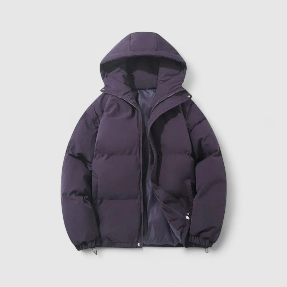 Women's Hooded Quilted Puffer Jacket with Zip Front